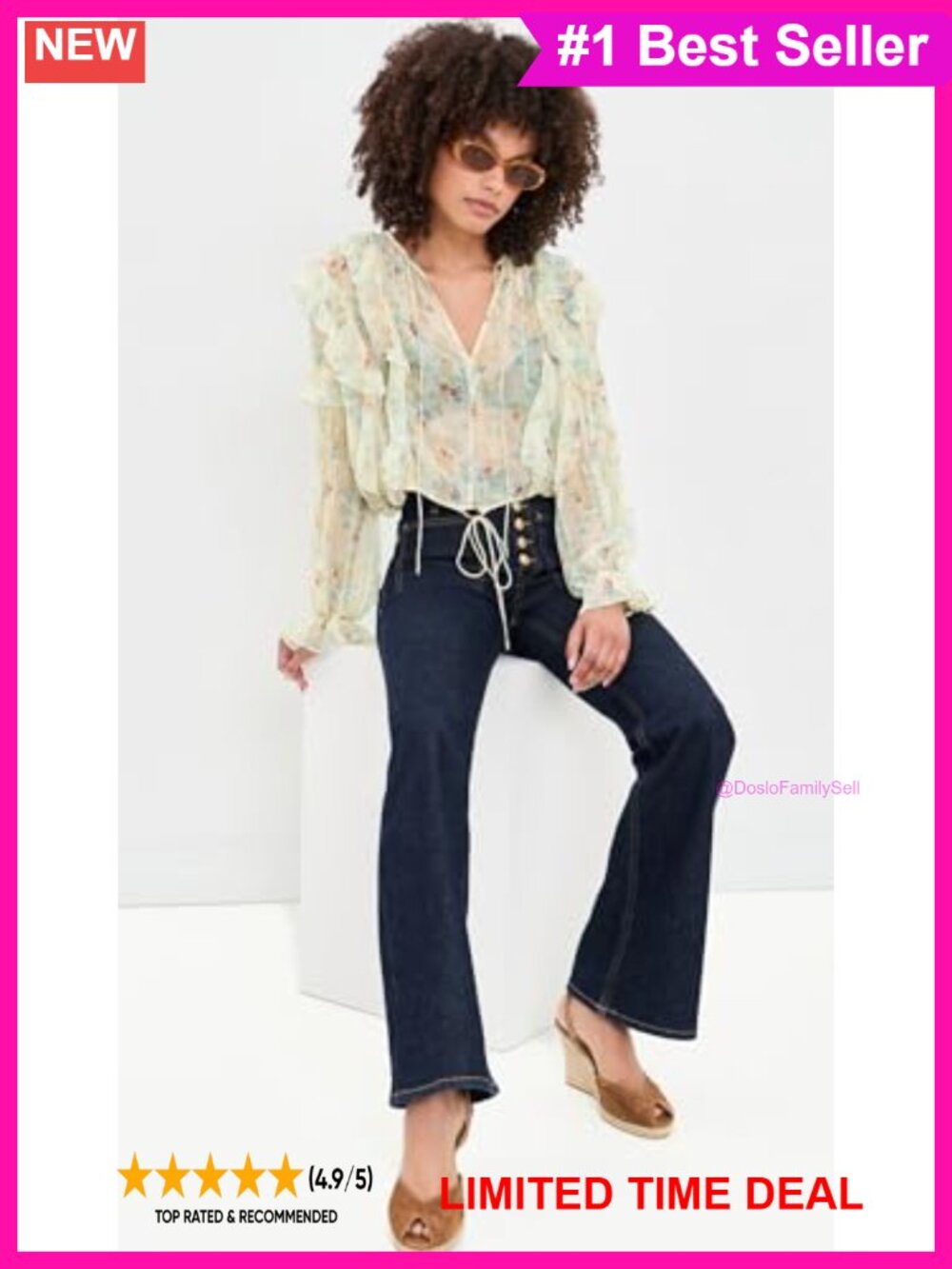Silk Chiffon Blouse with Ruffles and Floral Pattern - Picture 2 of 5